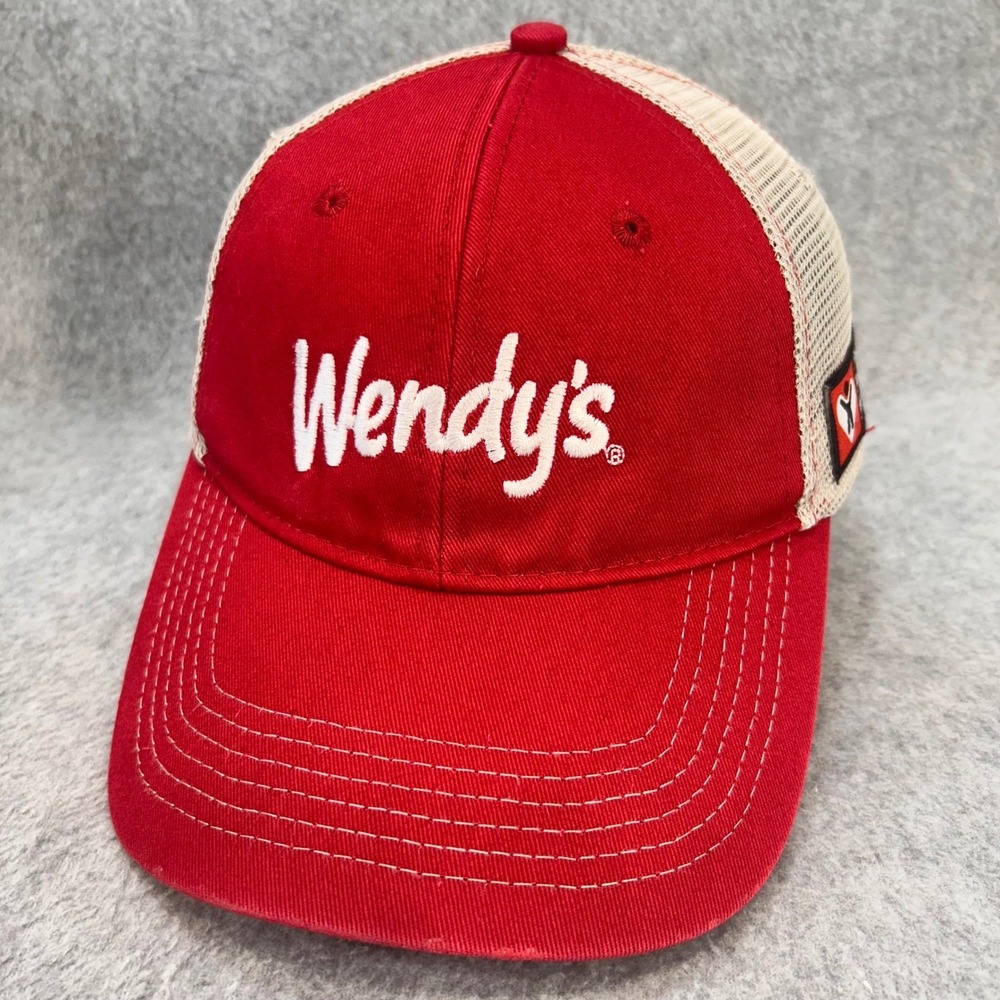 Wendy's Logo Mens Red Wendy's Trucker Hat Foundation for Adoption OSFA